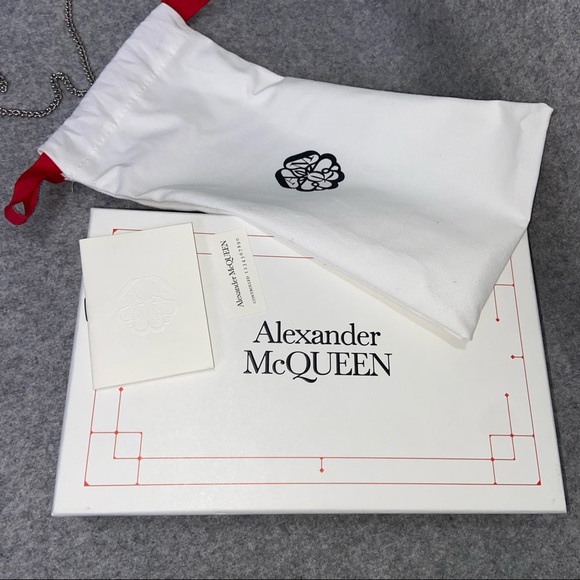 SOLD NWT $690 Alexander McQueen Skull Croc Leather Phone Bag Royal Blue - Picture 14 of 16